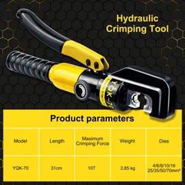 Brileine Hydraulic Crimping Tool and Cable Cutter Hydraulic Cable Lug Crimper 10 US TON 12 AWG to 00 (2/0) Electrical Terminal Cable Wire Tool Kit with 9 Die