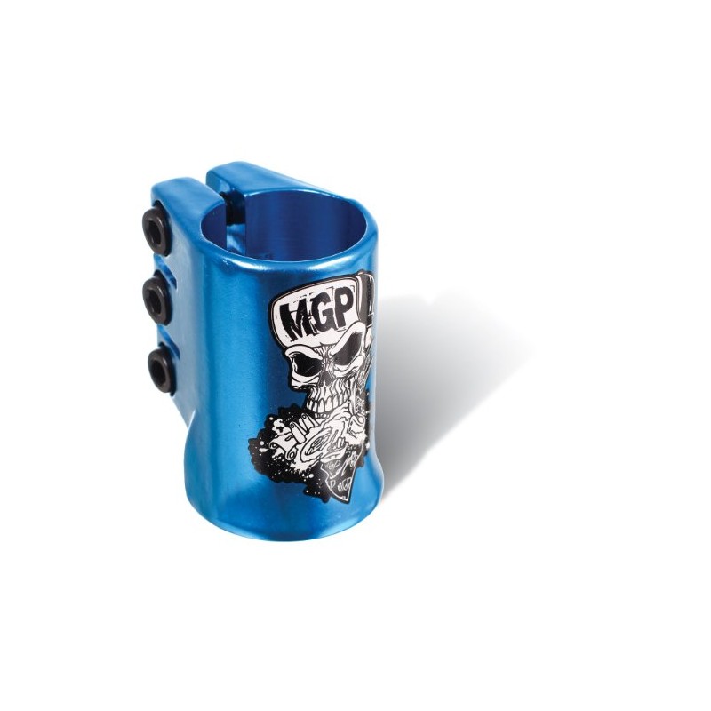 Madd Gear Skull Oversize Triple Clamp with Water Decal (Blue)