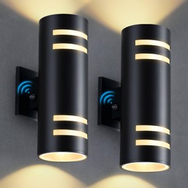 Dusk to Dawn Outdoor Lighting 2 Pack, Aluminum Exterior Lighting Fixtures with E26 Base, Cylinder Up and Down Lights Outdoor Sconce Lights Waterproof Outside Wall Lights for House, Bulbs Include
