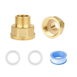 1" Female to 1/2" Male BSP Thread Brass Hex Bushing Reducing Connector,1” Female to 1/2” Male Adapter,for Water, Gas, Pipe Connecting Conversion with Sealing Rings
