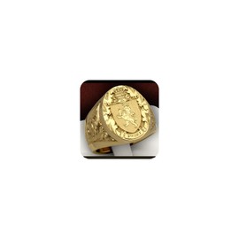 SUKKCCNO 18K Yellow Gold Plated 925 Sterling Silver Hip hop Ring Vintage Lion Shield Badge Ring Engraving Pattern Crown Ring Signet Ring Cocktail Party Ring for Men … B09TGQ2ZQT (8)