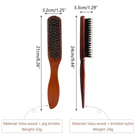 Bebochoi 2 Stück Haarbürsten mit Wildschweinborsten, Sleek Look Haarstyling-Bürste Sleek bun Bürste, Weiche Naturborsten, Groß und Klein, für Haar- und Bartstyling, für Alle Haartypen