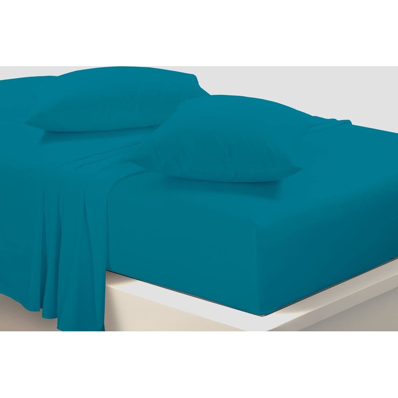 Fitted Bed Sheet With FREE Pillow Case Poly Cotton TEAL