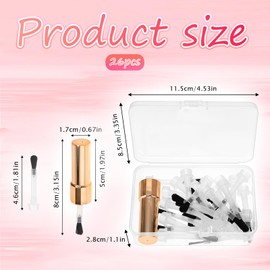 Molain Replacement Nail Polish Brush Kit Disposable Nail Art Brush Set With Handle Dip Powder Liquid Replacement Brushes Soft Bristles Nail Brushes Round Head Brushes with Box(25Pcs/Box)