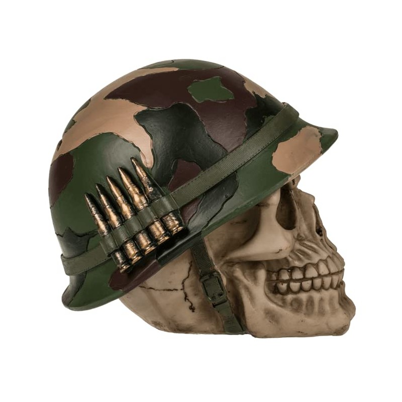 OOTB 78/5759 Polyresin Savings Bank with Lock, Skull with Army