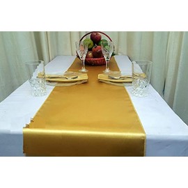 Rihana Wedding - Camino de Mesa de satén para decoración de Banquetes de Boda, 30,48 x 274,32 cm, Dorado, 10