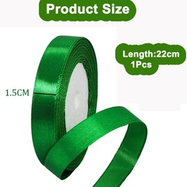 Ribbon for Gift Wrapping Satin Ribbon for Hair Crafting Thin Silk Fabric 25 Yard Sruban Decoratif Ribbon for Crafts Gift Valentine Ribbons (Green, 1.5cm)
