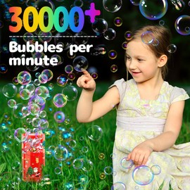 Ivtivfu Fireworks Bubble Machine with Lights for Party (20 Holes), Kids Bubble Machine with Closeable Sound, Party, Christmas, Chinese New Year