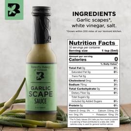Butterfly Bakery of Vermont - Garlic Scape Sauce, Zesty, No-Heat Hot Sauce - Made with Vermont-Grown Scapes & White Vinegar for Dips, Dressings, & Marinades - Vegan & Vegetarian, 5 fl oz