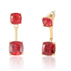 Crystal Pearl Earrings Stud Earrings for Women, 18K Gold Plated Front Back Earring Jackets Two Tone Zircon Adjustable Drop Earring Jewelry, Brass, No Gemstone