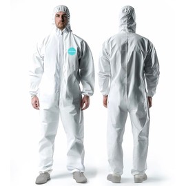 Andes Safety 25 Pack Hazmat Suits, Heavy Duty Full Body Disposable Paint Suits, Coveralls with Hood, Elastic Wrists and Ankles, (Small)