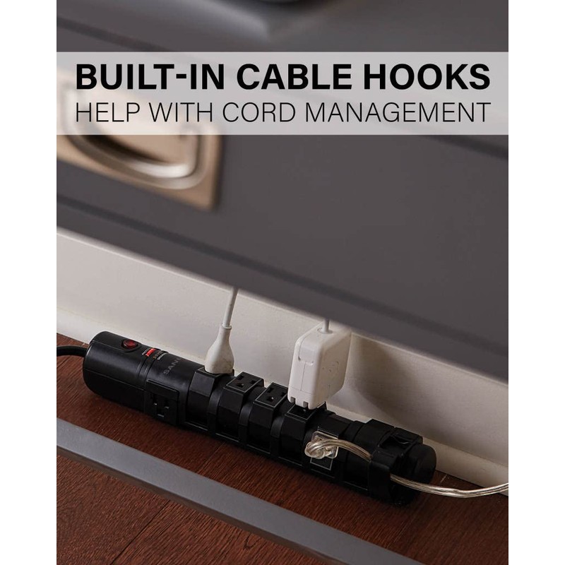 SANUS Surge Protected Power Strip with 6 Rotating and 2