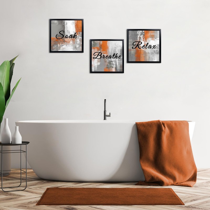 Derkymo 3 Pieces Bathroom Picture Wall Decor Breathe Relax Soak