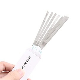 12 tiras dentales abrasivas de acero inoxidable, tira de metal de pulido de acabado de 0.157 in de un lado mediano, lijado de dientes, herramientas de limpieza para el cuidado bucal.
