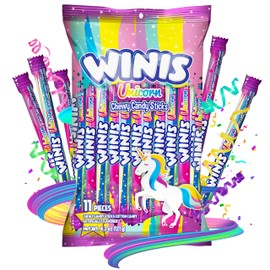 Winis Unicorn | Chewy Candy Swirl | Cotton-Candy Flavored | Sharing Size 4.3 Oz Bag - 11 Pieces | Gifts, Holiday, Parties, Concessions, Pantry, Non-Melting, Party