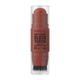 Rimmel London Multi-Tasker Blush'N'Brush Stick, colore modulabile, resistente all'acqua, pennello integrato, scorre facilmente, 8g, 350 ROASED PEACH