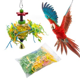 AOVNA 3pcs Bird Toys Shredded Paper Multicolor Shredded Tissue Paper Refill Cage Toy for Cockatiels, Parakeets, Conures, Parrots