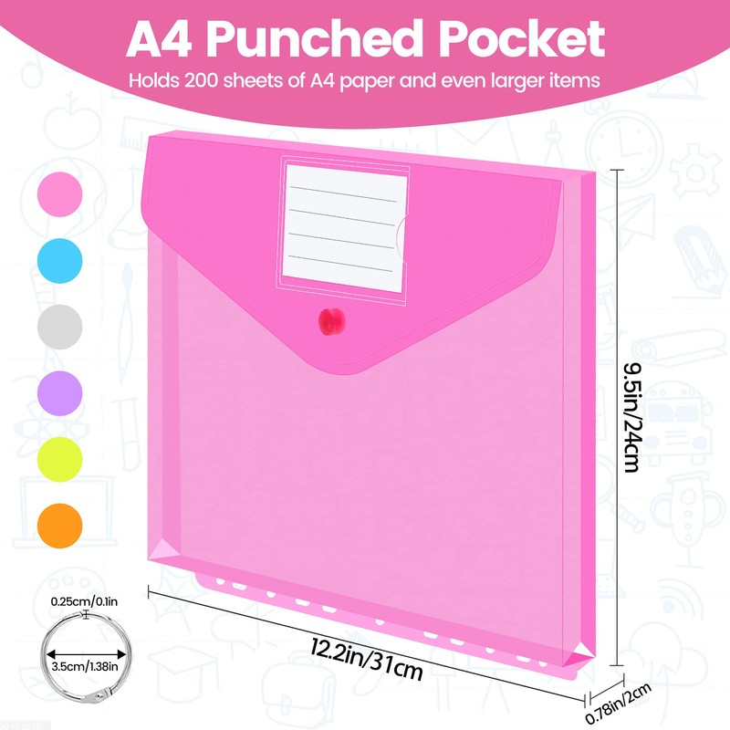 TOOELMON Document Folder A4, Pack of 12 Premium Transparent Document