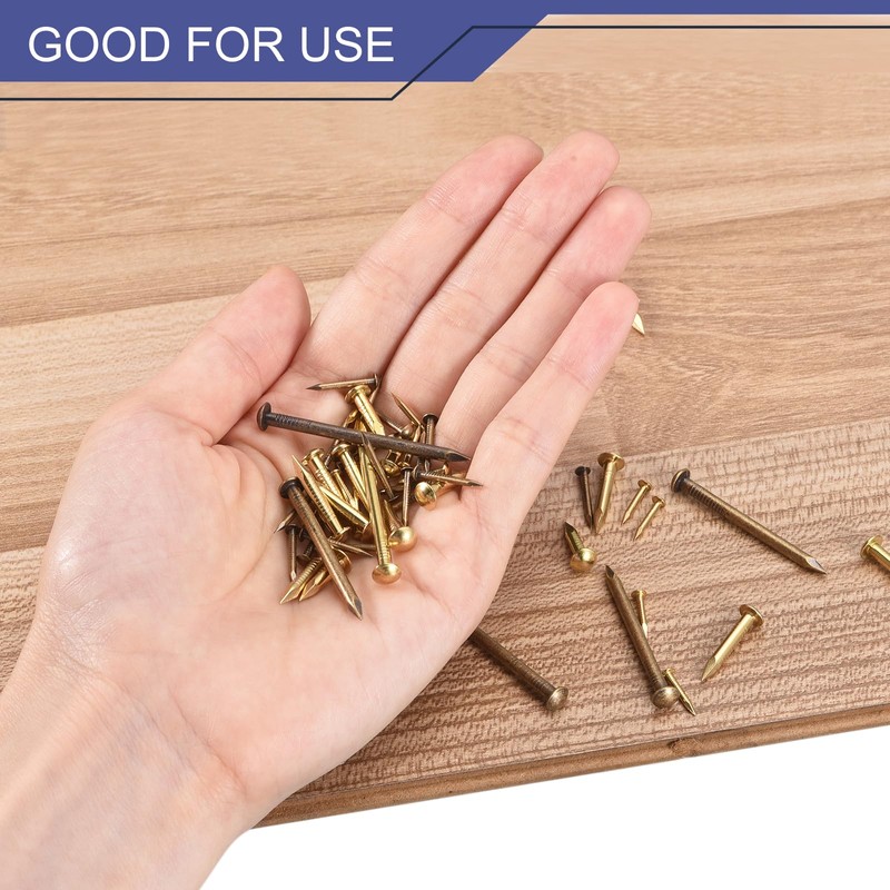 sourcing map 20 Pcs Small Tiny Nails 2.8mmx50mm(DXL) Tiny Brass