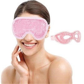 2PCS Antifaz de Gel para Ojos, Mascarilla de Gel para Ojo Reutilizable, Compresa Fría y Caliente para Ojo, Respaldo de Felpa Suave Suave para Ojos Hin