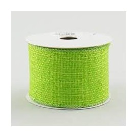 Royal Faux Burlap Wired Ribbon: Lime Green - 2.5 Inches x 10 Yards