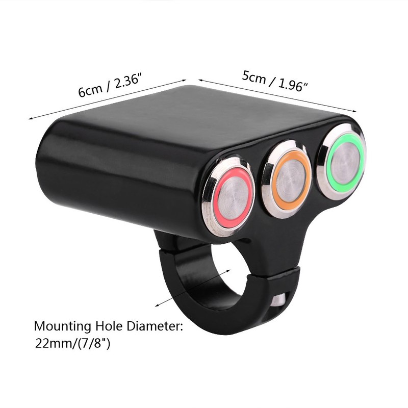 Qiilu Handlebar Switch 22 mm Motorcycle Handlebar Switch Headlight Hazard