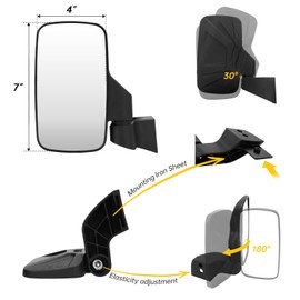 Ranger Side Mirrors Door Mounted,SHEJISI UTV Mirrors Compatible with 2018-2024 Polaris Ranger Crew SP XP 570 1000,Polaris NorthStar,Fits Full Doors Only,Ultra-Clear Large Field of View,Easy to Install