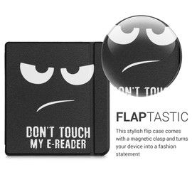 kwmobile Case Compatible with Kobo Libra H2O Case - eReader Cover - Don't Touch My E-Reader White/Black