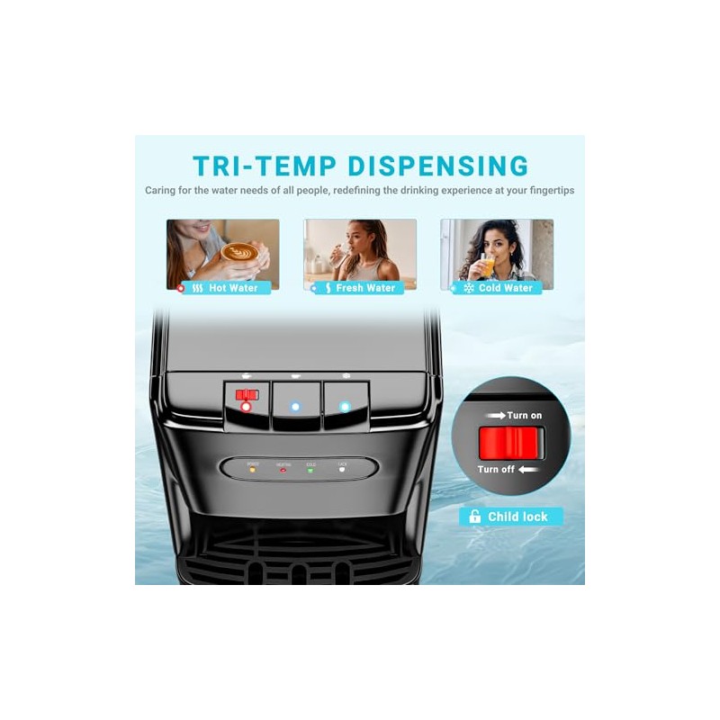 Manastin Bottom Loading Water Cooler Dispenser，3 Temperature Settings - Hot,