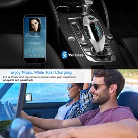Baceyong X5 car bluetooth mp3 player, Portable bluetooth Radio, FM Transmitter Play Micro SD TF Card Handsfree Calling USB Ports