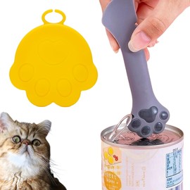 CUITIBI Small Spoon, Cat Wet Food Spoon,Pet Food Scoop,Spatula for Pet Food - Easy to Open with Can Opener Function (Yellow Lid and spoon set)