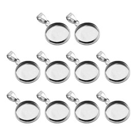 Milisten 20 Pieces Pendant Trays Kit Round Bezel Blanks Trays Pendant Cabochon Settings for DIY Crafts Photo Jewellery Making Silver 12 mm