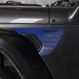 CheroCar American Flag Side Fender Vent Decals Exterior Accessories for Jeep Wrangler 2018-2022 JL JLU & 2020-2022 Jeep Gladiator JT,Blue…