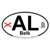 US Decal, Inc. Belk, Alabama Oval Sticker with State Flag