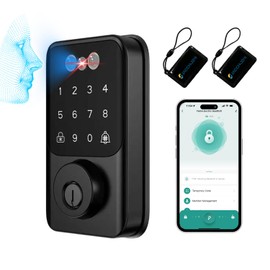 Jacchozhi 3D Face Recognition Door Lock,Keyless Entry Smart Deadbolt for Front Door, Electronic Digital Keypad, Tuya App Control,One-Time Code,Auto-Lock,IP54 Waterproof