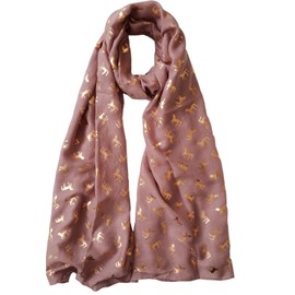 GlamLondon Women's Rose Gold Unicorn Print Scarf (Dusky Pink)