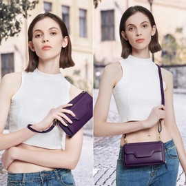 nuoku Crossbody Bags for Women, Wrist Wallets for Women, Clutch Purses for Women, RFID Wallet Women, purple