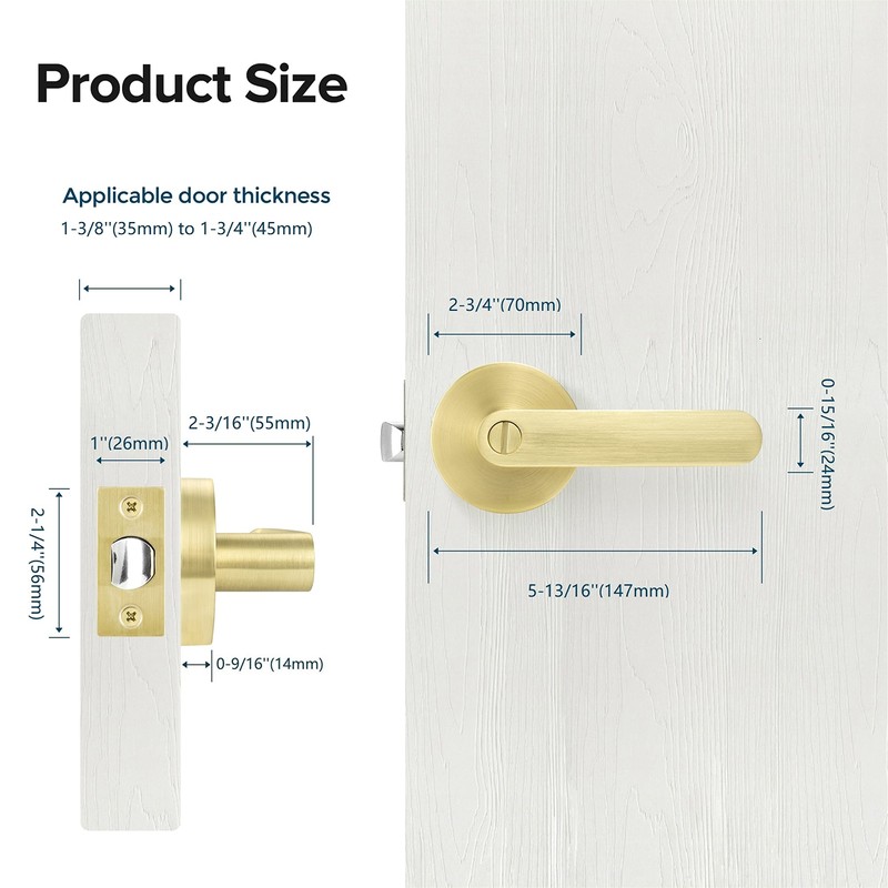 Leydebong 4 Pack Privacy Door Lock Door Handle Lever Keyless