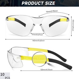 Salfboy 10 Pack Clear Safety Glasses with ANSI Z87.1 Scratch Resistant Eyewear for Women Man Lab Goggles Eye Protection
