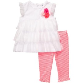 Carter's Baby Girl's 2-Piece Ruffle Set, white/pink