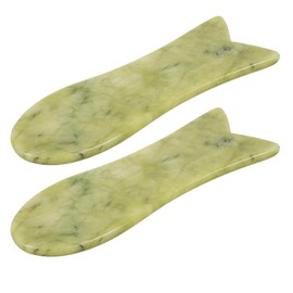 Baluue 2pcs Jade Scraping Massage Tool for Facial and -shaped Gua Plate for Blood Circulation and Muscle Relaxation for Spa and Home Use