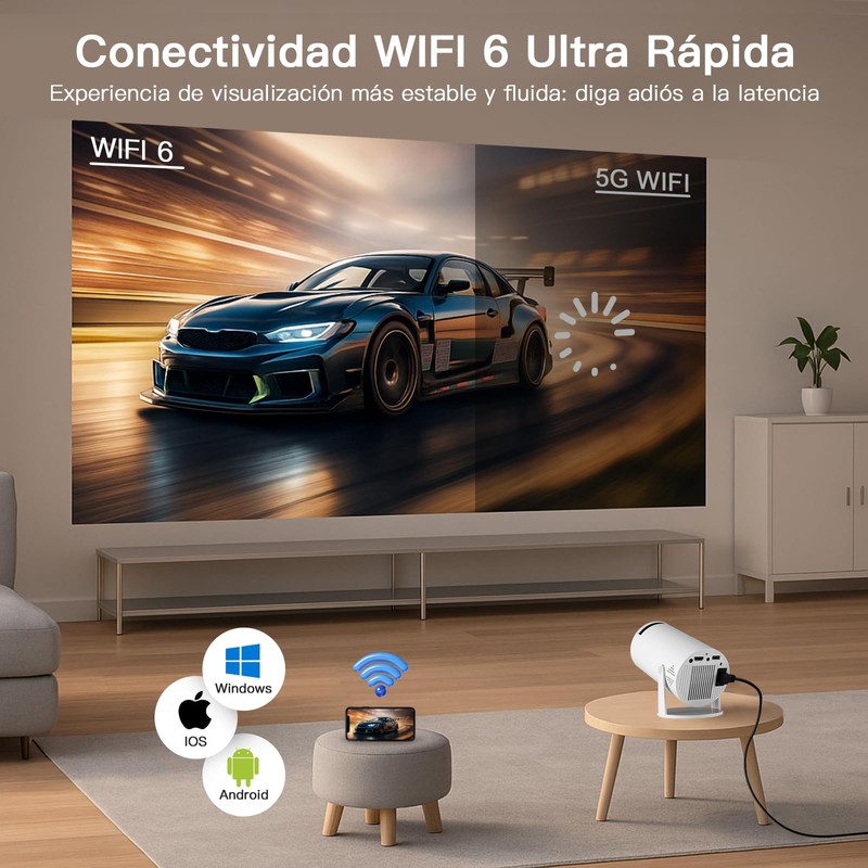 Proyector 4k, Mini Proyector Portatil con Android, Proyectores Inteligente 200