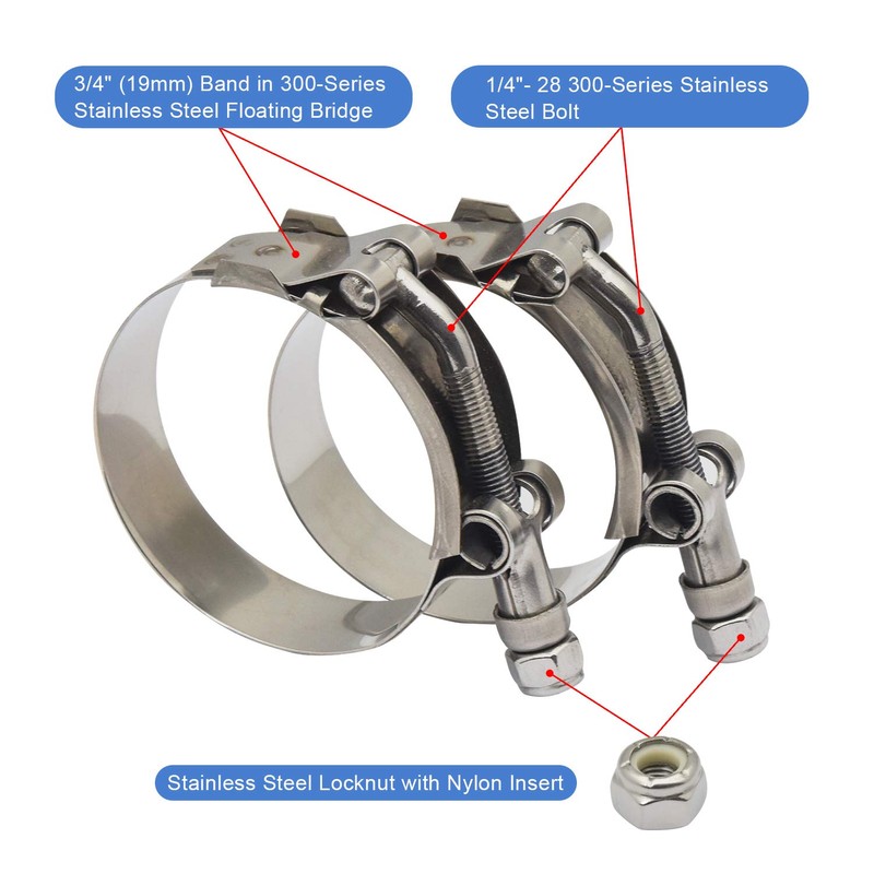 ROADFORMER 2.75 inch T-Bolt Hose O.D. Clamp: 2.56" - 2.87"