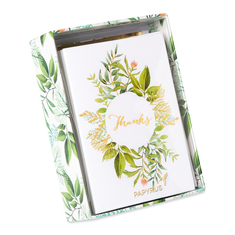 Papyrus Thank You Cards with Envelopes, Simple Leaf (14-Count)
