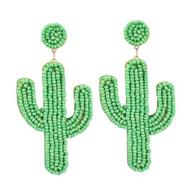 CALLARON 1 Pair Cactus Earrings Black Elf Ears Women's Earrings Creative Earrings Ethnic Pearl Drop Earrings Cactus Earrings for Women Western Style Pendant Miss Fleece, Plastic, No Gemstone