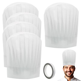 GGOUPTY Disposable Chef Hats 30Pcs White Chef Hat for Kids Adults Adjustable Baker Hat Cooking Cap for Cooking Baking Party Arts Crafts