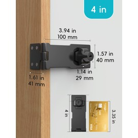 I-EASYDWW 4 Inch Keyed Hasp Lock for Cabinets & Small Doors, Twist Knob Design, Heavy Duty Zinc Alloy with Chrome-Plated Iron, Includes Keys & Screws - Black, 3 Pack