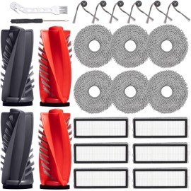 CHIKIXSON Ersatzteile f1r Roborock Qrevo Curv/Qrevo Edge/Q Revo Curv S5X Saugroboter, Ersatz Zubeh?rset mit 2 Doppel-Hauptb1rsten, 6 Filtern, 6 Wischpads, 6 Seitenb1rsten, Reinigungsb1rste und Schraubendreher