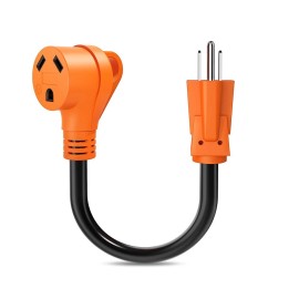 EPICORD RV Camper Cord Adapter 15A Male to 30A Female 12inch Power Connector 12AWG/3
