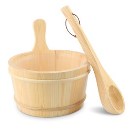 GEZICHTA Wooden Sauna Water Bucket and Ladle Set, Wood Sauna Water Bucket, Ergonomic Handle, 4L Capacity, Sauna Accessories Kit for Home Commercial Steam Saunas Room(Color:Wood)